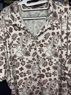 Grunt Style Short Sleeve Shirt - Cream with Brown Skull & Floral Print